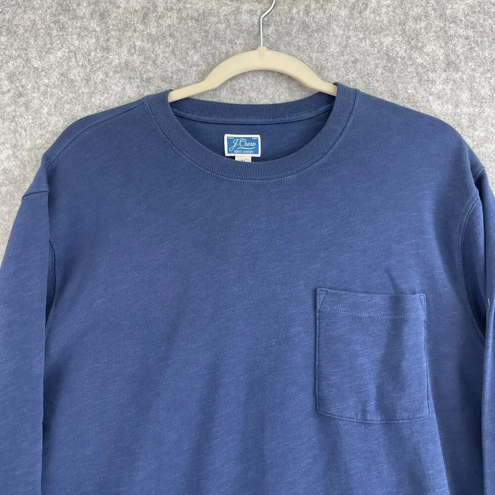 J Crew Sweatshirt Mens Medium Blue Lightweight French Terry‎ Pocket Crewneck New